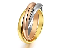 Free Shipping women rings Three layers three color titanium rings trendy party rings for women size5-9
