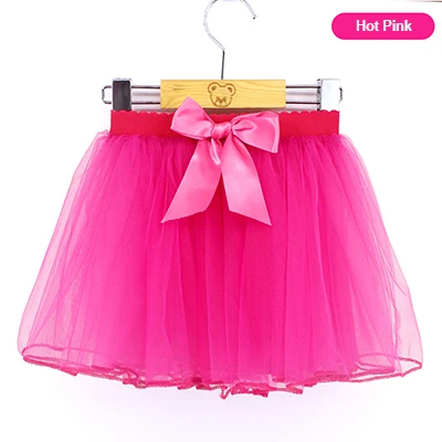 Фатиновая юбка с бантом для маленьких детей Детская танцевальная юбка для балета с эластичной резинкой на талии для девочек Милая танцевальная юбка-пачка - Цвет: Hot Pink