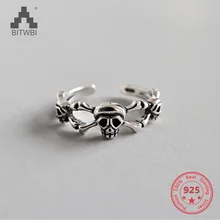 925 Sterling Silver Gothic Skull Skeleton Ring Biker Punk For Men Women Jewelry