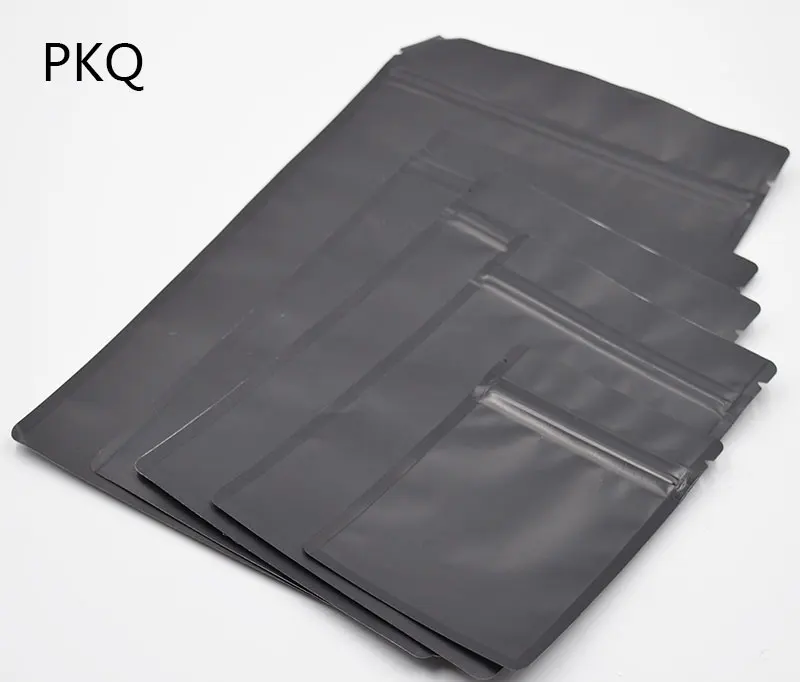 50 шт стоьте вверх матовая черная алюминиевая фольга Ziplock мешок Doypack кофе Бобы