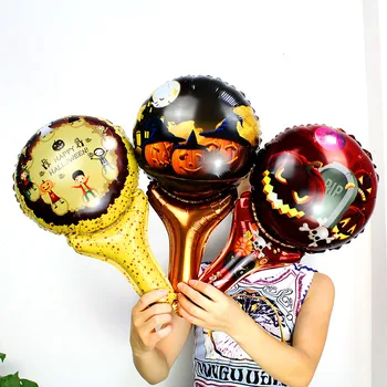 

50PCS/LOT Halloween Hand Foil Balloons air-filled pumpkin stick cheering balloons For Halloween Party Supplies Decoration globos