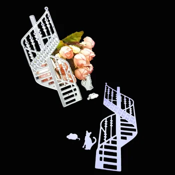 

Spiral Stairs Cat Metal Cutting Dies Stencils for DIY Scrapbooking Photo Album Card Decorative Embossing Folder Template