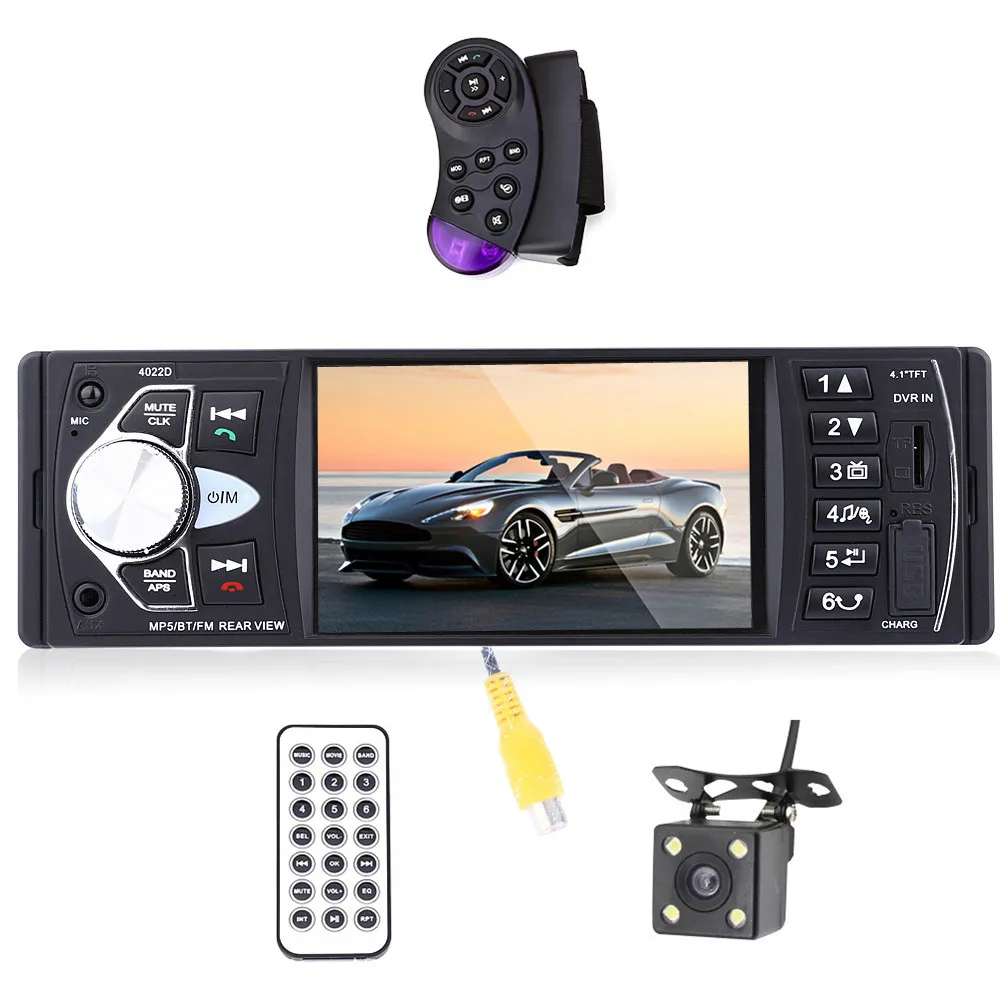 

4022D 4.1 inch 1 Din Car Radio Auto Audio Stereo autoradio Bluetooth Support Rear View Camera USB Steering Wheel Remote Control