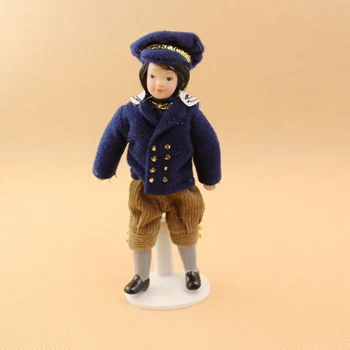 

A03-X044 children baby Toy 1:12 Dollhouse mini Furniture Miniature rement Accessories doll blue uniform boy 1pcs