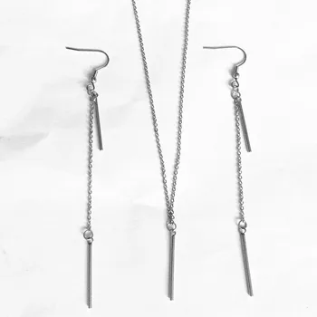 

12pair/lotWomen's Jewelry Set Stainless Steel Necklaces Long circular Drop Earrings For Wedding Fashion GIft Beads Jewelry Sets