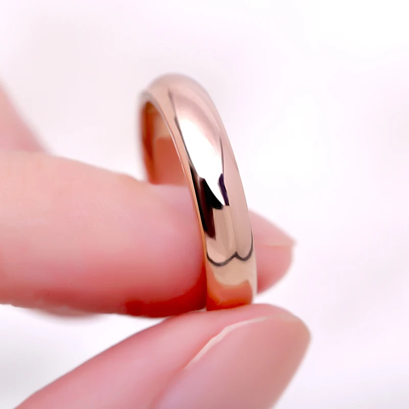 Fidelia High quality 4mm Wholesale Simple Ring Fashion Rose Gold Ring Men's and Women's Exclusive Couple Wedding Ring