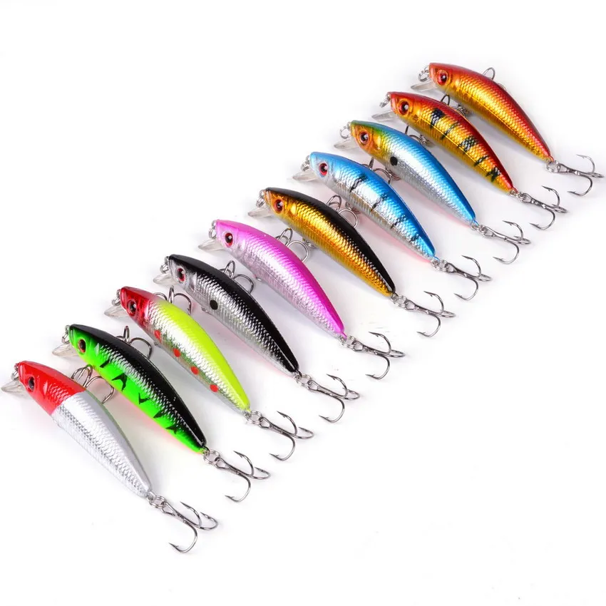 Aorace Minnow Fishing Lure 70mm 8g 3D Eyes Crankbait Wobblers Artificial Plastic Hard Bait Fishing Tackle