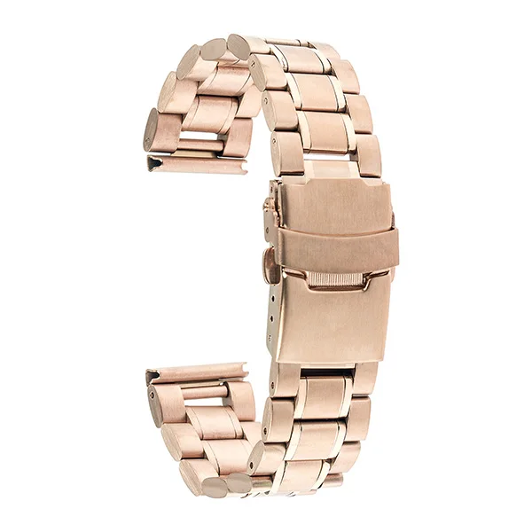 Rose Gold Ремешок для часов из нержавеющей стали 20 мм для Ticwatch 2 42 мм ремешок для ремня безопасности браслет черный розовое золото серебро+ весенний бар - Цвет ремешка: Rose Gold