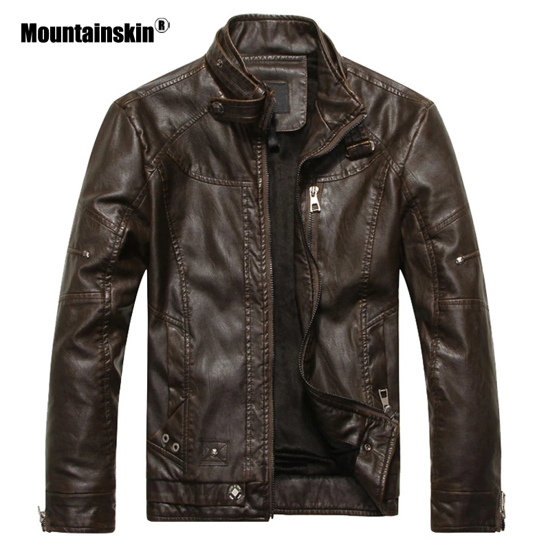 winter leather jacket Mountainskin New Men's Leather Jackets Motorcycle PU Jacket Male Autumn Casual Leather Coats Slim Fit Mens Brand Clothing SA562 distressed leather jacket