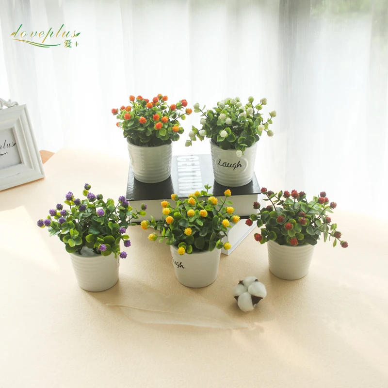 

Zinmol Artifiical Flower Plant Laugh Potted Bonsai Fake Raspberry Artificial Fruit Home Table Decoration with Vase