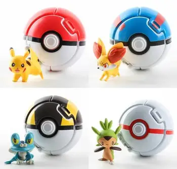 

4pcs/lot Pokeball Go Toys Pocket Monster Explosion Pokeball Super Master Model Figure Toys educational toy for kids