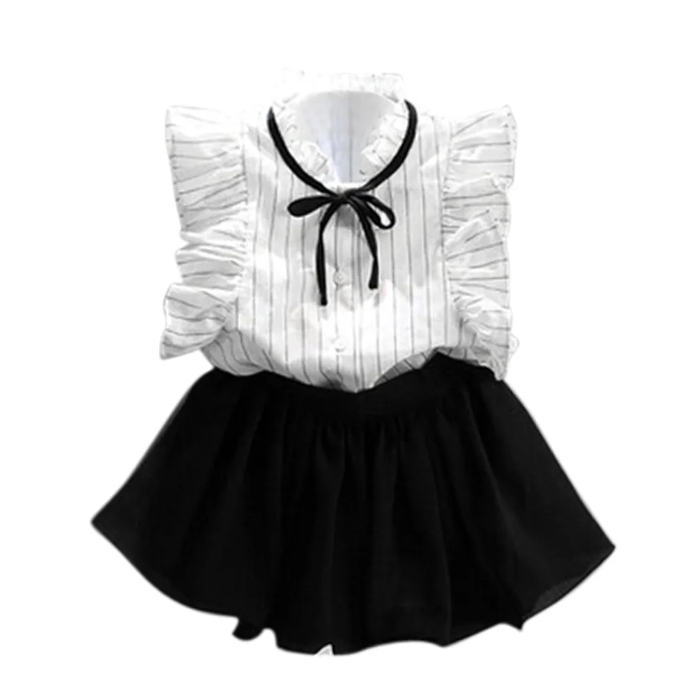 

Summer Girls Stripe Shirt Chiffon Culottes Two Pieces Set Clothes Skirt Suit Great Gift Kids clothes girls summer 2019 #Zer