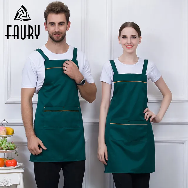 5 Color Unisex Fixed Shoulder Strap Aprons Chef Kitchen Work Restaurant Hotel Cafe Bakery BBQ