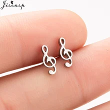Jisensp рок сережки «ноты» изящная нержавеющая сталь маленькие серьги-гвоздики для женщин очаровательные ювелирные серьги Женская бижутерия в подарок