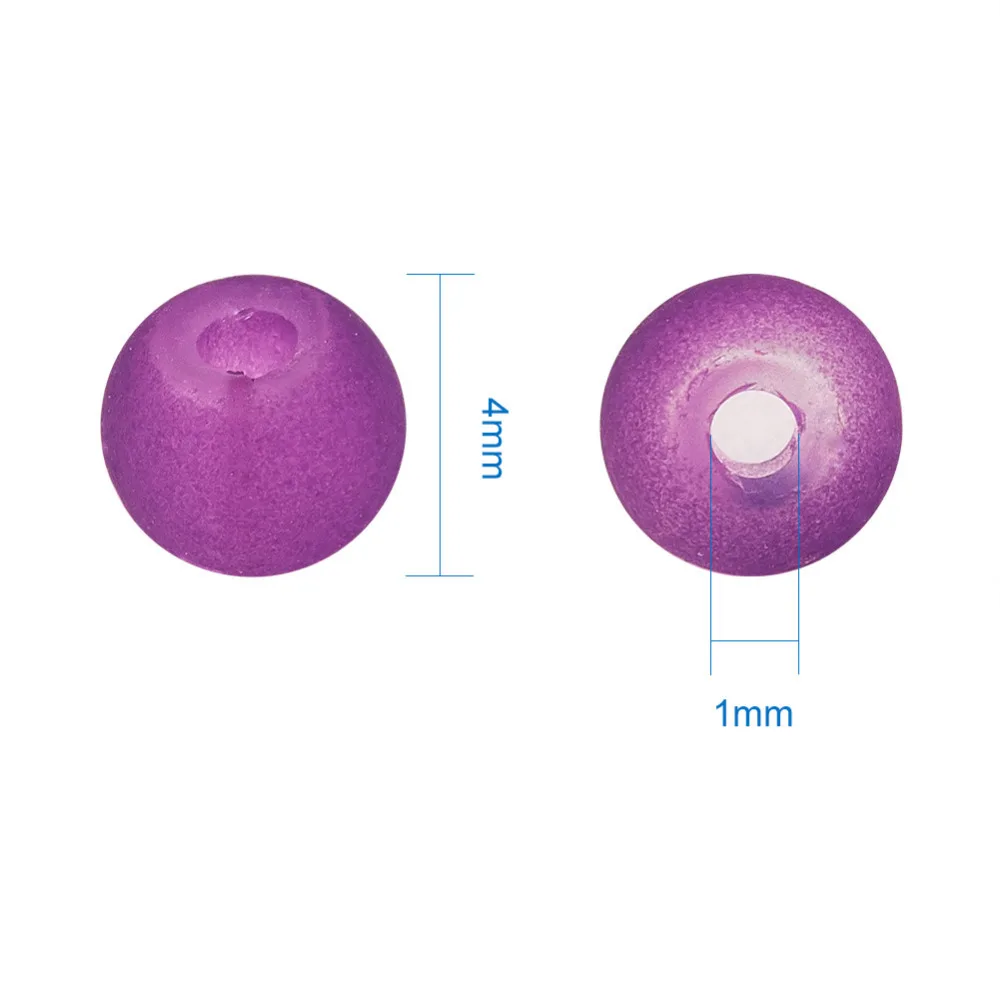 4mm 200pcs/str Transparent Glass Crystal Loose Bead Strand Frosted Round Purple Beads, Hole: 1.1~1.6mm, 31.4\