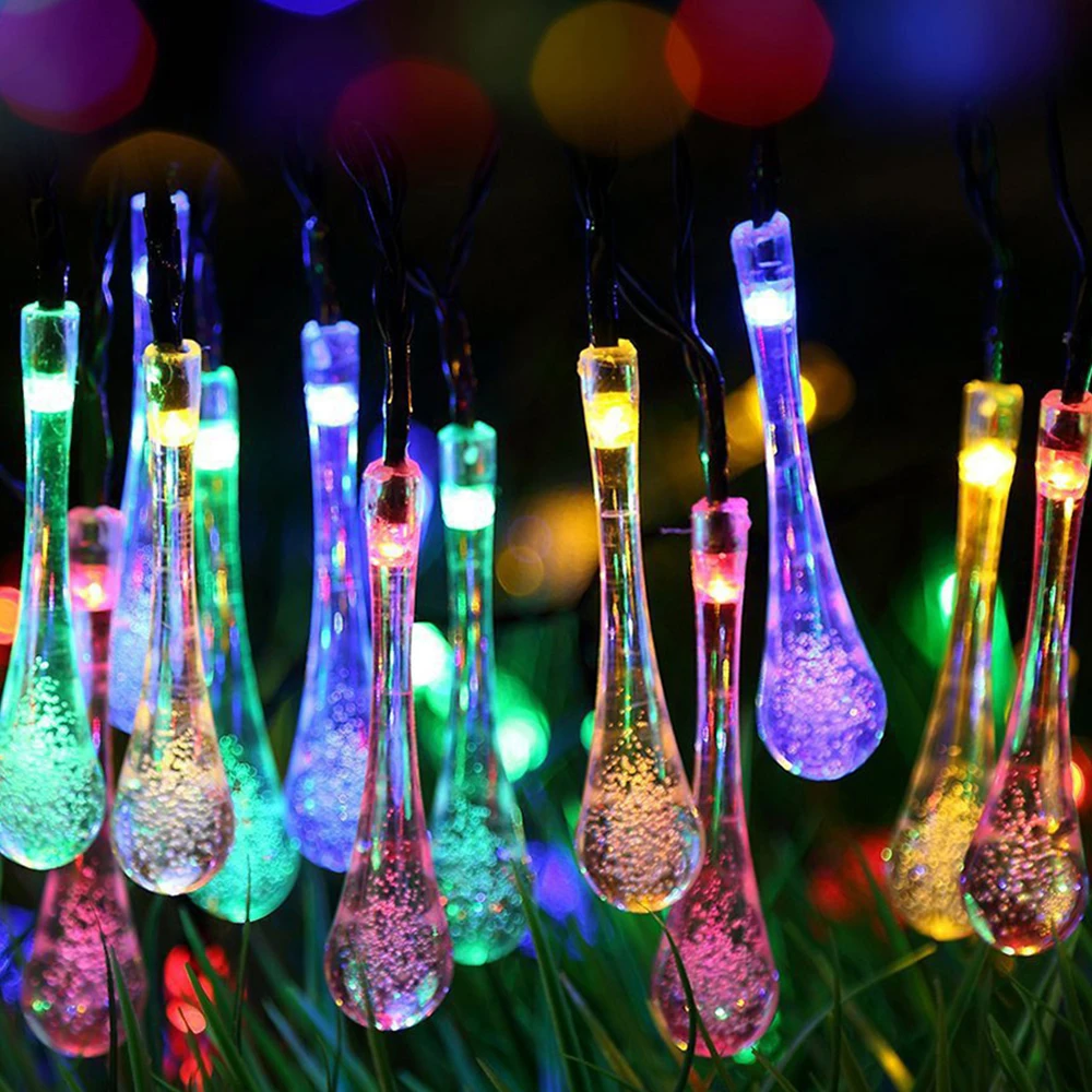 

Solar 30/50 LEDs Lighting Strings RGB 6M 7M IP65 Fairy String Garden Guirlande Solaire Xmas Festoon Water Drop New Year Light