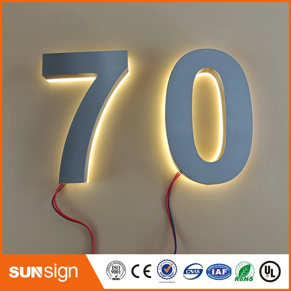 Custom home decor edelstahl zahlen warmweiß led hausnummer outdoorchina mainland