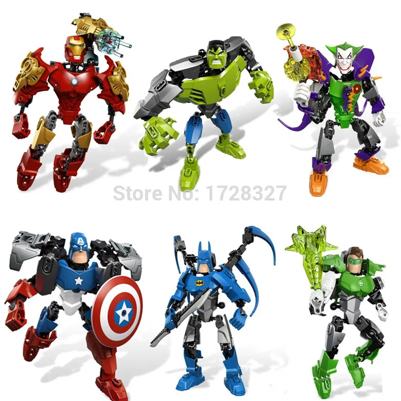 2015 New Movie&Tv Avengers Captain America hulk Iron man plastic Doll model, the Action Figures building blocks Toy Gifts WJ012 