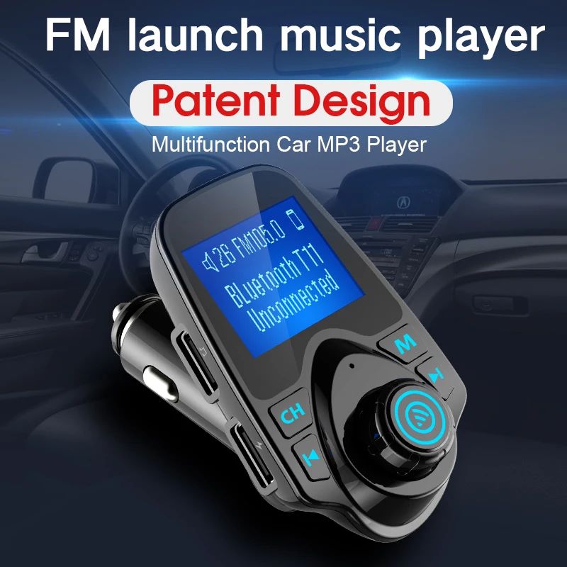 Автомобильный Mp3 аудио плеер беспроводной Bluetooth fm-передатчик модулятор Handsfree автомобильный комплект ЖК-дисплей двойной USB зарядное устройство для iPhone samsung T11