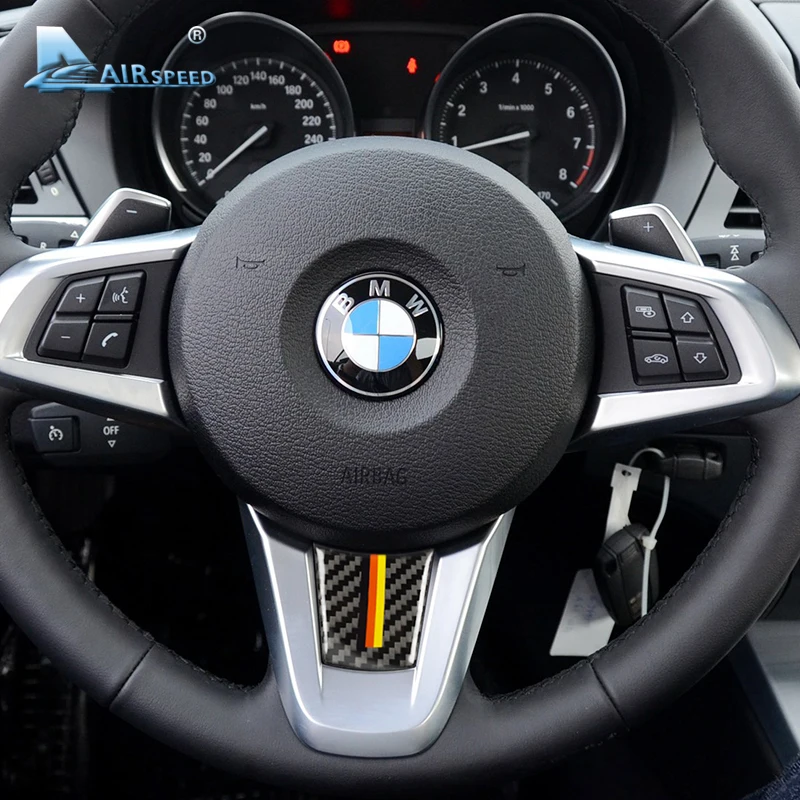 Carbon Fiber Auto Decorazione interna adesivi Stewering Emblem Sticker Decalcomanie Auto Auto Accessori per B-M-W Z4 E89 2009-2015 Decorazione