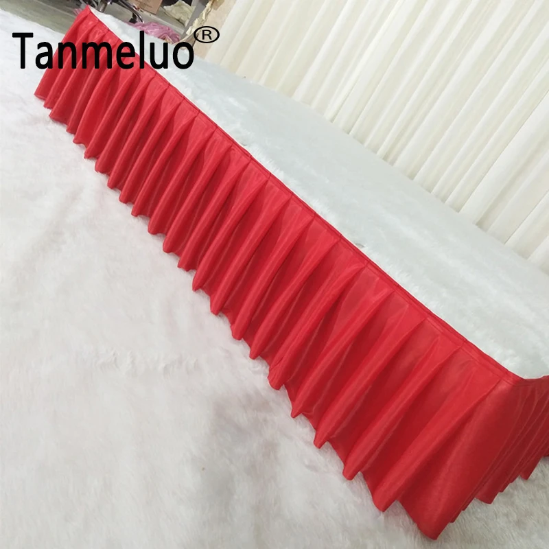 

White Table Skirt 20FT(6M) Length Ice Silk Table Cloth High Quality Wedding Table Skirt Banquet Party Table Decoration Hot Sale