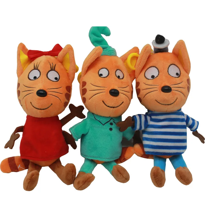 

3pcs/lot Russian Cartoon Three Kittens Happy Kittens Cat Stuffed Plush Toys Soft Animals Cat Toy Doll for Kids Children Gifts