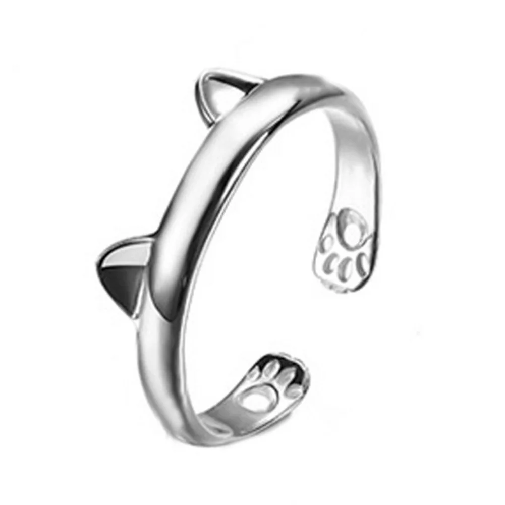 

Midi Finger Boho Silver Plated Cat Ear Ring Cute Tiny Bear Ear Open Ring For Women Girl Child Gifts Adjustable Bijoux