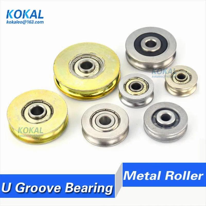 high quality 10PCS/lot metal ball bearing roller with U groove guide wire track pulley rail bearing wheel U type