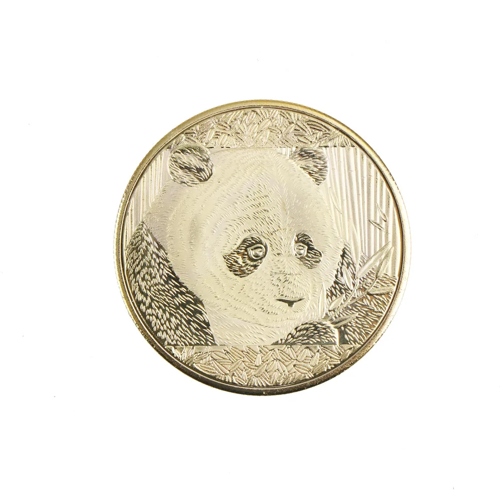1 PCS 4cm Panda Plated Gold 2018 Chinese Souvenir Coin Replica Business Tourism Christmasim Gift