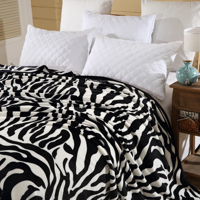 Супер мягкое домашнее Коралловое плюшевое одеяло, покрывало для кровати и дивана, покрывало с принтом зебры, удобное мягкое дышащее переносное одеяло