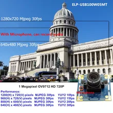 Webcam em 720 P OV9712 CMOS sensor de 1280×720 Mjpeg 30fps USB 2.0 mini filmadora com microfone usb webcam android