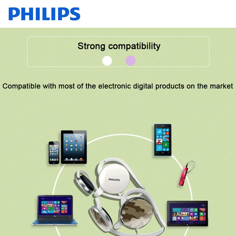 Philips SHM6110U Проводная гарнитура с 3,5 мм штекером микрофон бас наушники для музыки телефон официальный тест