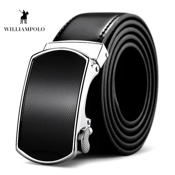 

Williampolo 2019 Fashion 100% Leather Mens Belt Luxury Brand High Quality Metal Automatic Buckle Black PL040P