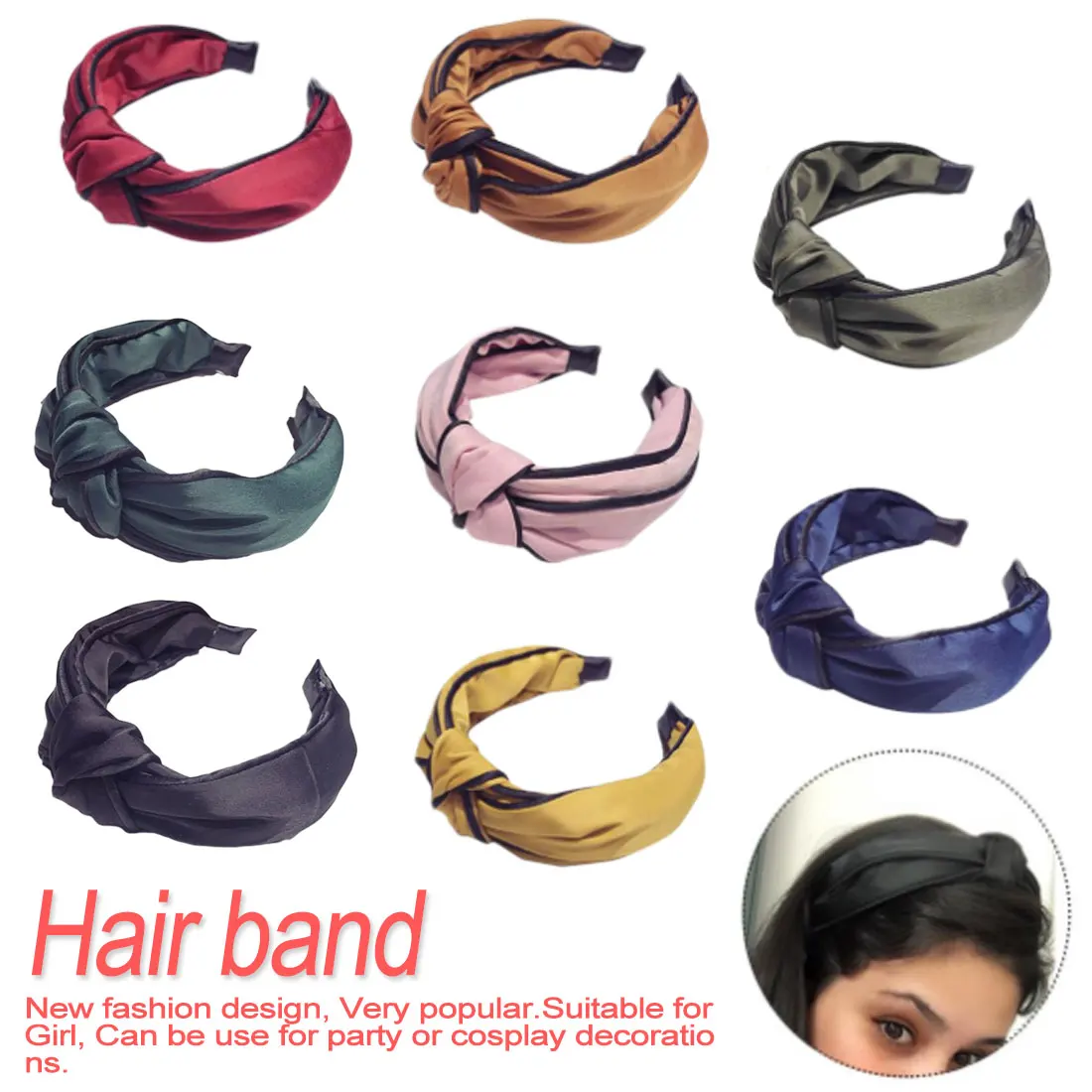 

Hair accessories girl fashion winter Cloth headband Women's knotted hair band elastic headband