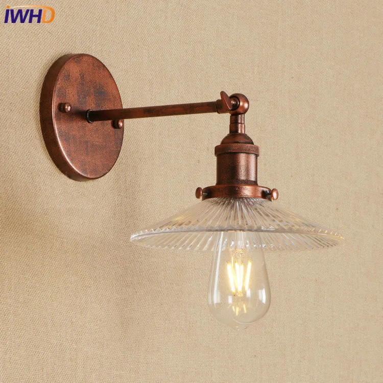 

IWHD RH Nordic Edison LED Wall Lamp Glass Iron Adjustable Loft Wandlamp Retro Bathroom Light Fixtures Applique Murale Luminaire