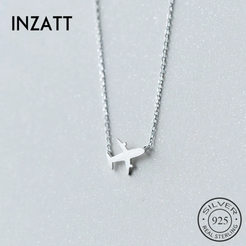 

INZATT Real 925 Sterling Silver Punk Minimalist Geometric Plane Choker Necklace Personality Fine Jewelry For Women Accessories