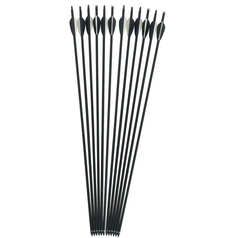 

12pcs 80cm OD8mm ID6mm Fiberglass Arrow Spine 500 With Replaceable Arrowhead For Hunting Compound Bow Long Bow Arrow