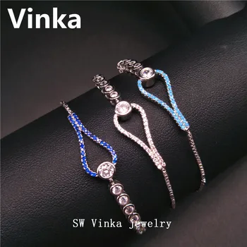 

5Pcs/Lot Wholesale New Drip Dripping Water-Drop Hart Charm Original AAA CZ Copper Adjustable Tennis Bracelet Elegant jewellery