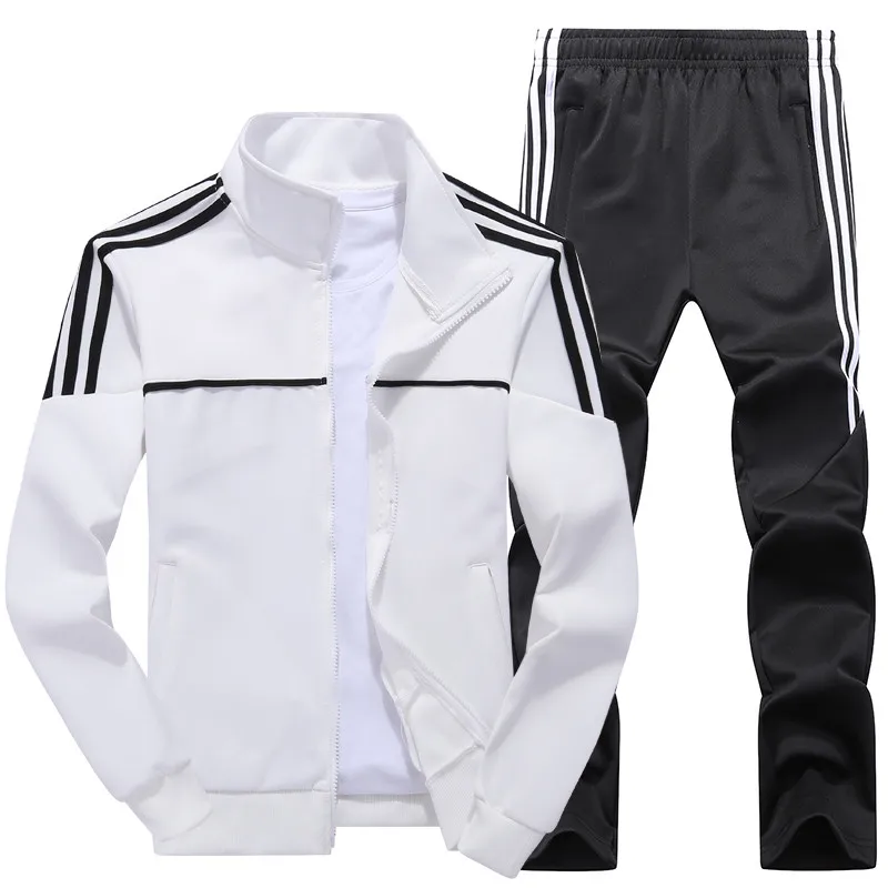 Goedkoop Nieuwe mannen Set Lente Herfst Man Sportkleding 2 Stuk Sets Sport Pak Jas + Broek Sweatsuit Mannelijke Trainingspak Azië size L 4XL