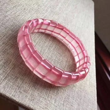 

Genuine Natural Rose Quartz Mozambique Star Light Gemstone Crystal Rectangle Bead Stretch Bracelets Women Female