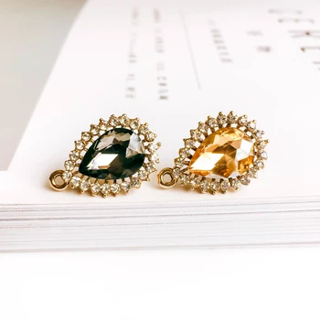 

ZEROUP Rhinestone Crystal Gold Color Plated Stud Earrings Eardrop for Women Girl Jewelry Component Diy Handmade Material 4pcs