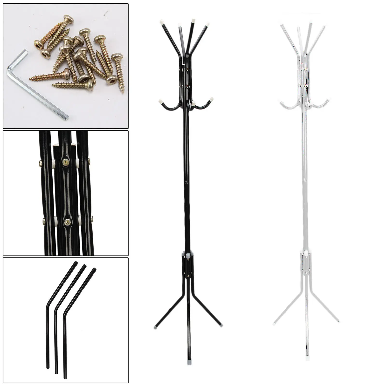 

Living Room Multifunction Coat Rack Clothes Hallstand Metal Hanger Organizer