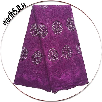 

Net African French Lace Fabric High Quality 2020 Women Lace Material Lilac Magenta Embroidered Nigerian Lace Fabrics For Wedding