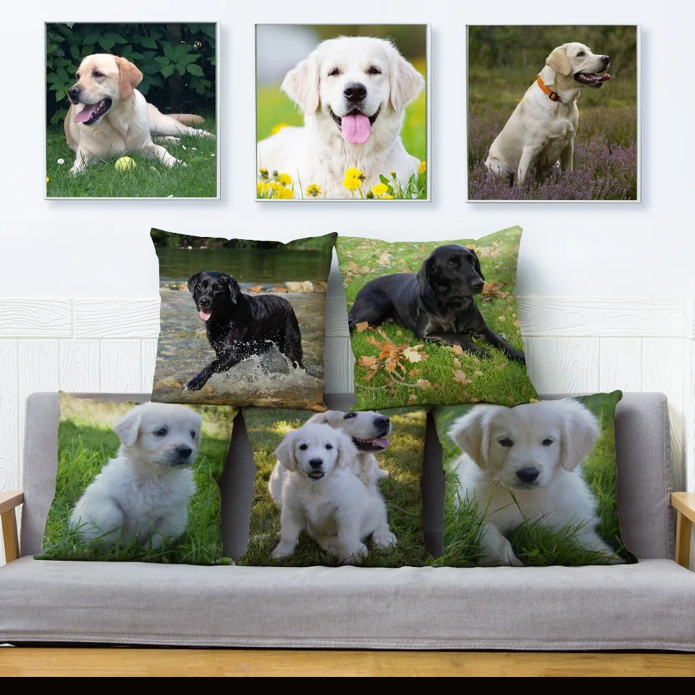 

Cute Animal Dog Pillow Cover Labrador Retriever Cushion Covers 45*45 Linen Pillow Case Car Sofa Home Decoration Pillowcase