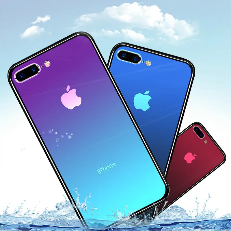 Чехол Coque Fundas для iPhone 8 7 6 6S X Capinhas градиентный цвет ультра тонкий жесткий чехол iPhone8