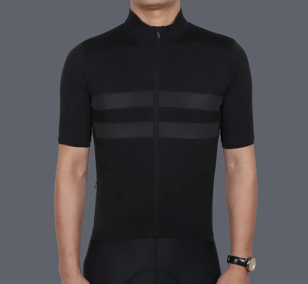 

SPEXCEL New season Commuting design full black Reflective cycling Jersey Short sleeve medium weight for all long time ride
