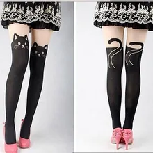 Nova Catoon Apertado Das Mulheres Bonito Da Cauda de Gato Collants Meias Amor Feminino Sexy Collants Pura Meia-calça Menina Meias Longo Lotação