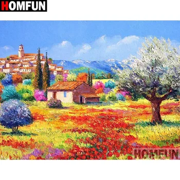 

HOMFUN DIY Diamond Painting "Town scenery" Full Drill Square Round Diamond Embroidery 5D Cross Stitch Decoration Home A26089