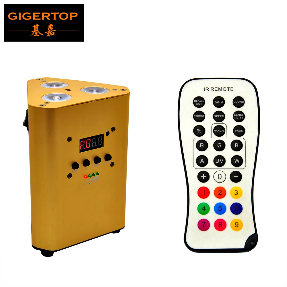 

TIPTOP TP-G3047-4IN1 2016 Pro IRC Remote Control Battery Powered 3*10W rgba 4in1 DJ Uplight Battery Gauge Monitoring 7 DMX Mode