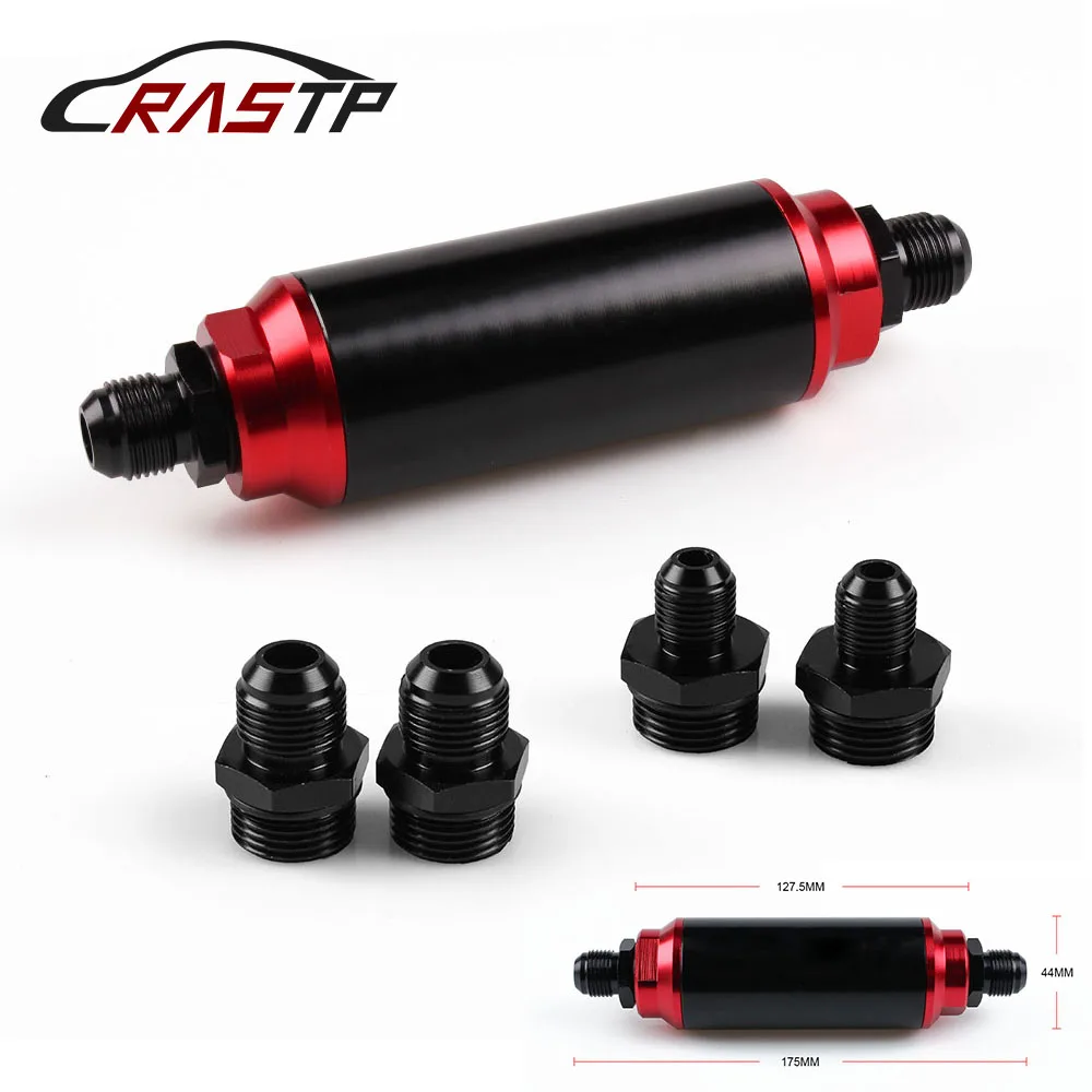

RASTP - Black & Red Inline Fuel Filter & Mount AN10 AN8 AN6 Universal High Flow Turbo RS-FRG014